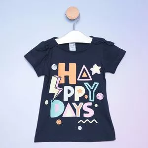 Blusa Infantil Happy Days<BR>- Azul Marinho & Azul Claro<BR>- Tip Top