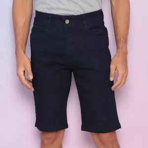 Bermuda Jeans Com Bolsos<BR>- Azul Marinho