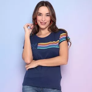 Camiseta Listrada<BR>- Azul Marinho & Amarela<BR>- Wrangler