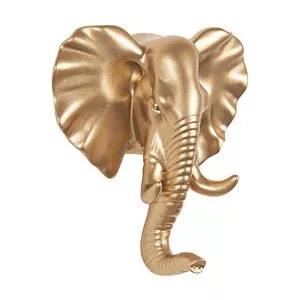 Gancho Decorativo Para Parede Elefante<BR>- Dourado<BR>- 10,5x10x4,5cm