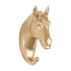Gancho De Parede Cavalo<BR>- Dourado<BR>- 11,5x3,5x7,5cm