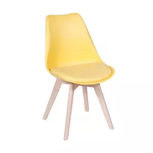 Cadeira Modesti<BR>- Amarela & Madeira Clara<BR>- 83x49x42,5cm<BR>- Or Design