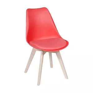 Cadeira Joly<BR>- Vermelha & Madeira<BR>- 83x49x42,5cm<BR>- Or Design