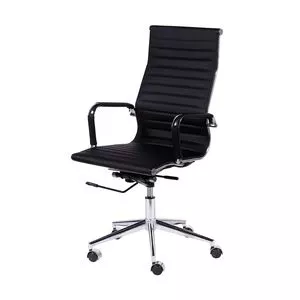 Cadeira Office Eames Esteirinha<BR>- Preta & Prateada<BR>- 114x61x46,5cm<BR>- Or Design