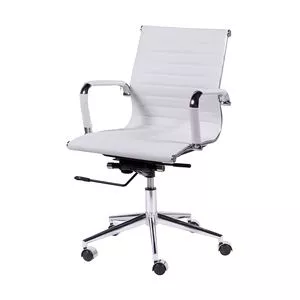 Cadeira Office Eames Esteirinha<BR>- Branca & Prateada<BR>- 105x61x46,5cm<BR>- Or Design
