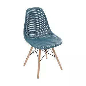 Cadeira Eames Colmeia<BR>- Azul Petróleo & Madeira<BR>- 82,5x46,5x42cm<BR>- Or Design
