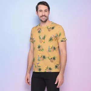 Camiseta Abacaxis<BR>- Amarelo Escuro & Amarela