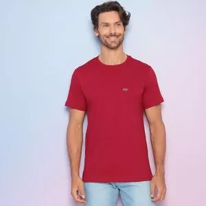 Camiseta Com Inscrição<BR>- Vermelho Escuro
