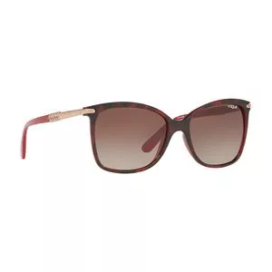 Óculos De Sol Retangular<BR>- Dourado & Vermelho<BR>- Vogue