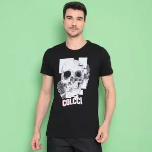 Camiseta Caveira<BR>- Preta & Branca<BR>- Colcci