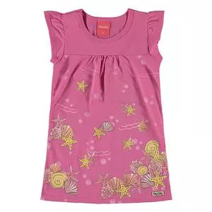 Vestido Infantil Fundo Do Mar<BR>- Pink & Amarelo<BR>- Romitex