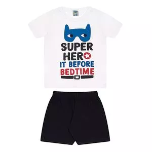 Pijama Infantil Super Hero<BR>- Branco & Preto<BR>- Pijamas