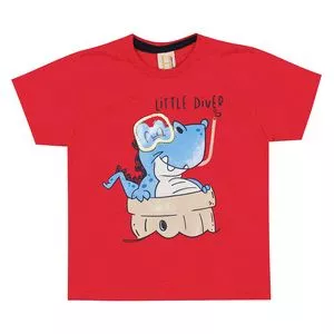 Camiseta Infantil Dinossauro Com Bordado<BR>- vermelha & Azul<BR>- Hrradinhos