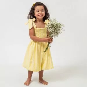 Vestido Infantil Com Amarração<BR>- Amarelo<BR>- I Am Just For Little