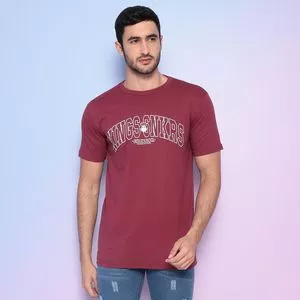 Camiseta Com Inscrições<BR>- Bordô & Branca