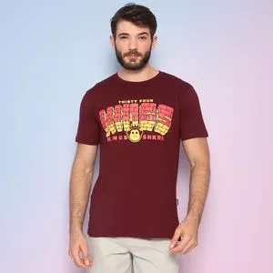 Camiseta Com Recortes<BR>- Bordô & Amarela