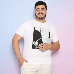 Camiseta Lâmpada Com Recortes<BR>- Branca & Preta<BR>- Reserva