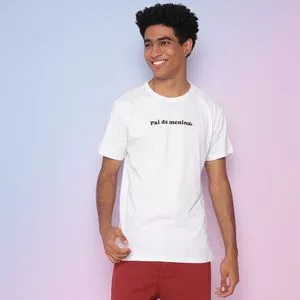 Camiseta Pai De Menina Com Recortes<BR>- Branca & Preta<BR>- Reserva