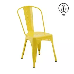 Conjunto De Cadeiras Iron<BR>- Amarelo<BR>- 6Pçs<BR>- Rivatti