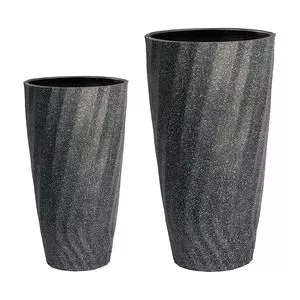 Jogo De Vasos Fiber Clay<BR>- Cinza Escuro<BR>- 2Pçs<BR>- BTC Decor