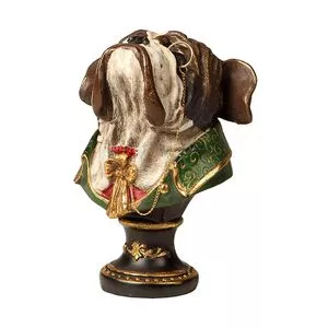 Cachorro Bulldog Decorativo<BR>- Marrom & Verde Escuro<BR>- 19x12x10cm<BR>- Ribeiro Pavani