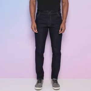 Calça Jeans Reta Com Pespontos<BR>- Azul Marinho<BR>- Ind