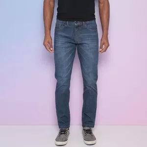 Calça Jeans Reta Estonada<BR>- Azul<BR>- Ind