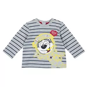 Camiseta Infantil Mescla Astronauta<BR>- Cinza & Amarela