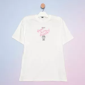 Camiseta Juvenil Colcci<BR>- Off White & Rosa
