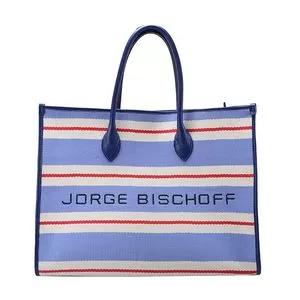 Bolsa Shopper Texturizada<BR>- Azul & Off White