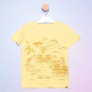 Camiseta Infantil Coqueiros<BR>- Amarela & Amarelo Escuro