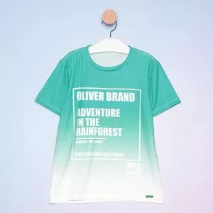 Camiseta Infantil Degradê Com Inscrições<BR>- Verde Claro & Branca