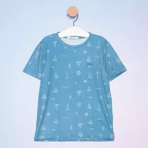 Camiseta Infantil Náutica<BR>- Azul & Branca