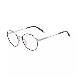 Armação Redonda Para Óculos De Grau<BR>- Prateada & Preta<BR>- Calvin Klein