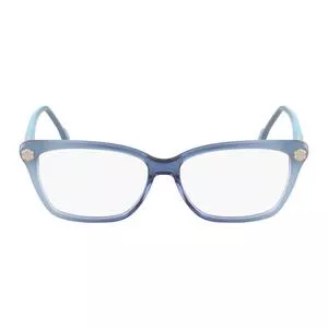 Armação Gatinho Para Óculos De Grau<BR>- Azul & Dourada<BR>- Salvatore Ferragamo