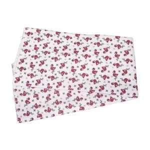 Cobertor Composê Com Flamingos<BR>- Branco & Rosa Escuro<BR>- 70x90cm