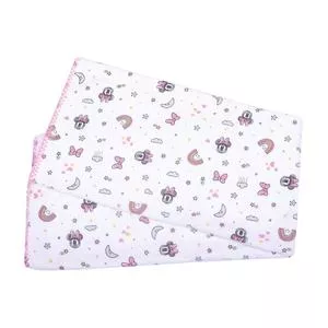 Cobertor Disney Com Minnie®<BR>- Branco & Rosa<BR>- 70x90cm