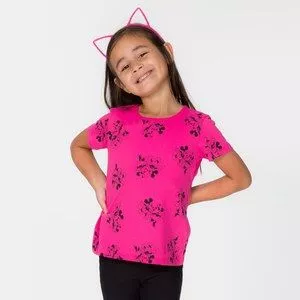 Blusa Infantil Mickey & Minnie®<BR>- Pink & Preta<BR>- Cativa