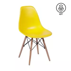 Jogo De Cadeiras Eames<BR>- Amarelo & Madeira<BR>- 2Pçs<BR>- Or Design