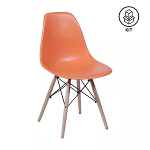 Jogo De Cadeiras Eames<BR>- Laranja & Madeira<BR>- 2Pçs<BR>- Or Design