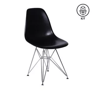 Jogo De Cadeiras Eames<BR>- Preto & Prateado<BR>- 2Pçs<BR>- Or Design
