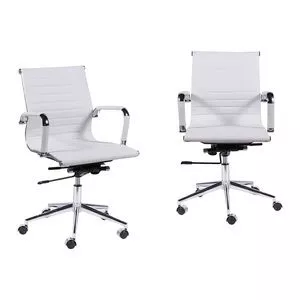 Jogo De Cadeiras Office Eames Esteirinha<BR>- Branco & Prateado<BR>- 2Pçs<BR>- Or Design