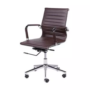 Cadeira Office Eames Esteirinha<BR>- Café & Prateada<BR>- 105x61x46,5cm<BR>- Or Design