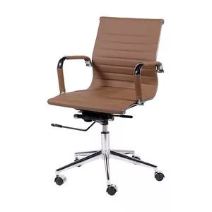 Cadeira Office Eames Esteirinha<BR>- Caramelo & Prateada<BR>- 105x61x46,5cm<BR>- Or Design