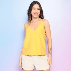 Blusa Com Recortes<BR>- Amarela