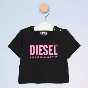 Camiseta Infantil Diesel®<BR>- Preta & Pink