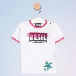 Blusa Infantil Diesel®<BR>- Branca & Rosa