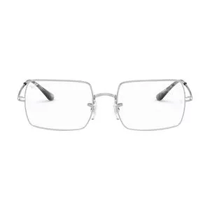 Armação Retangular Para Óculos De Grau<BR>- Prateada & Preta<BR>- Ray-Ban