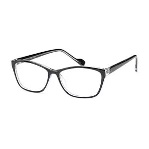 Armação Retangular Para Óculos De Grau<BR>- Incolor & Preta<BR>- Einoh