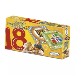 Jogo De Tabuleiro 18 Jogos<BR>- Amarelo & Vermelho<BR>- 31Pçs<BR>- Xalingo